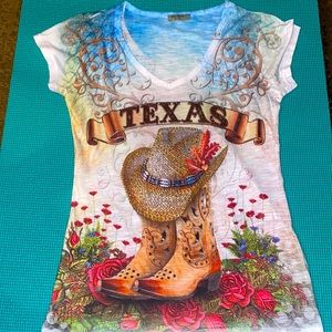 Colorful, bedazzled Western Top